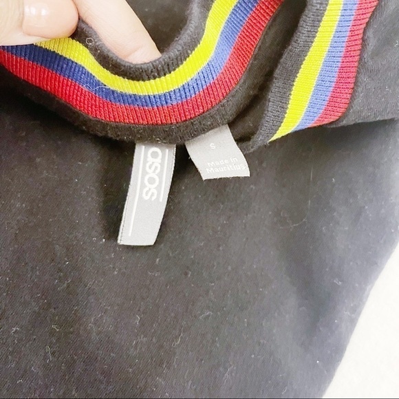 ASOS Crew Neck Tunic Black Striped Collar SZ Small - Picture 4 of 6